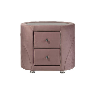 English Elm Velvet Pink Upholstered Nightstand with 2 Drawers on Chrome Tapered Legs — Chic Storage Accent (95) B016P257208