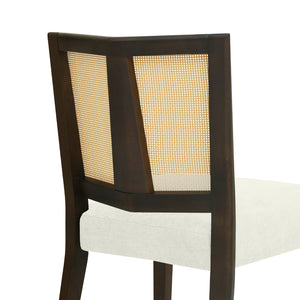 English Elm Christopher Knight Home® - Rattan Mid-Century Dining Chair Set of 2 with Woven Cane Back, Upholstered High-Density Seat Cushion Beige,Dark Brown N771P254006O