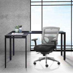OSP Home Furnishings Contoured Ergonomic Manager Chair with Lumbar Support Foam Seat and Chrome Rolling Base 97898CGY-30