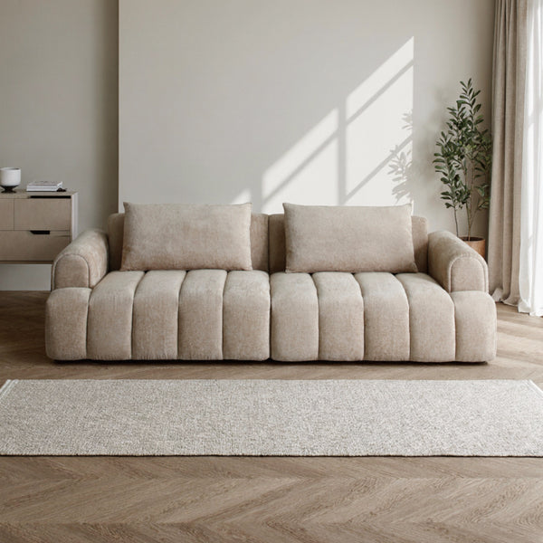 English Elm Modern Chenille Velvet Sectional Sofa Tufted Arc Design for Living Room Apartment W2664S00003