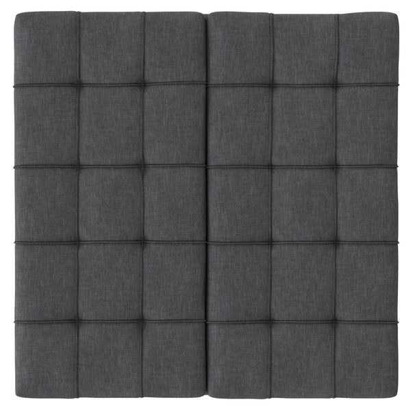 English Elm Mariah Upholstered Lift-Top Storage Ottoman with Split Top, Tufted Vegan Leather, Walnut Base (37.4") Gray B136P252703