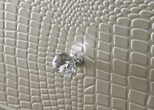 English Elm 1pc Glam Seven-Drawer Dresser with Embossed Crocodile Finish, Felt-Lined Top Drawers & Dovetail Craftsmanship Champagne 62.4 L x 20.4 W x 41.3 H B011P217892