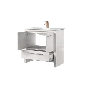 English Elm White Bath Vanity Set With White Quartz Top And Rose Gold Faucet - Stylish Storage & Soft-Close Design B2731P259372-GIGA