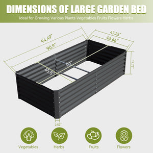 English Elm 8x4x1.5 Galvanized Raised Garden Bed with Thick Safety Edge, Rust-Resistant Steel, Drainage-Friendly Design Gray W1859P197984