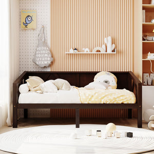 English Elm Twin Daybed Frame Solid Pine Sofa Bed for Guest Room Studio or Teen Bedroom Espresso N708P266719P