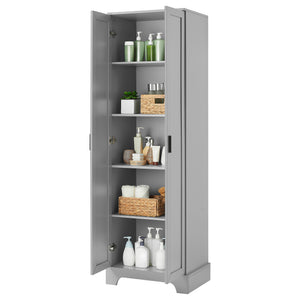 English Elm Storage Cabinet Modern Two-Door MDF Organizer with Adjustable Shelf, Anti-Tip Hardware, Durable Design Grey N725P331419E