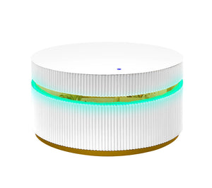 English Elm Tivoli Round Glass Top Coffee Table with Led Glow Reeded Base and Gold Accent Detail B2749P413291