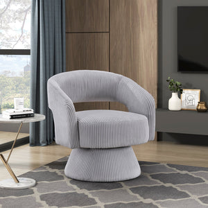 English Elm Modern Corduroy Swivel Accent Chair with Plush Textured Upholstery, 360° Rotation, Minimalist Elegance Gray 27.75 L x 26.5 W x 19.75 H B011P256232