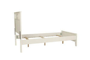 English Elm Simple Modern Full Size Bedframe with Carved Vertical Lines, Rubberwood MDF Construction, Elegant Design White 80 L x 8 W x 4 H B011S01986