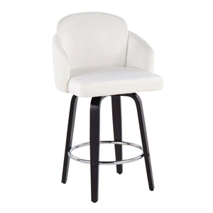 English Elm 26" Mid-century Swivel Counterstools Walnut Legs Camel Faux Leather Seat Set of 2 B202S00225