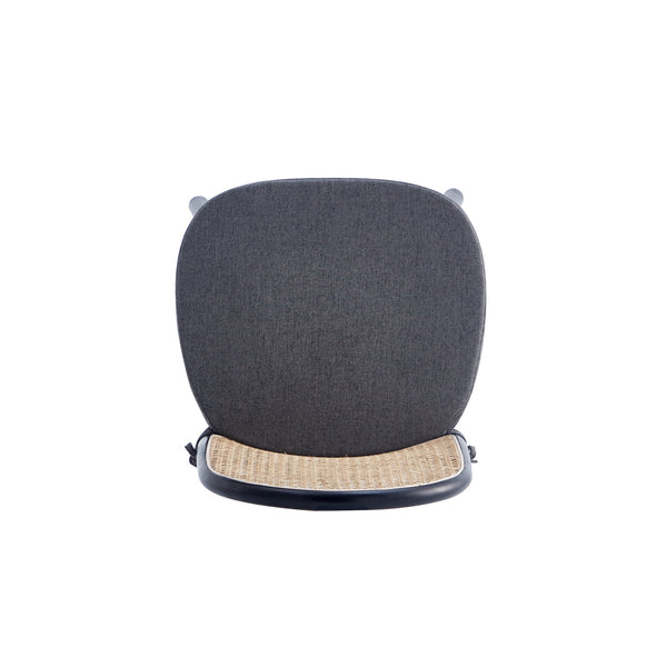 English Elm Paragon Solid Ash Wood Cane Back Dining Chair with Upholstered Seat, Tall Round Back, 275lb Capacity Black+Grey B365P397783