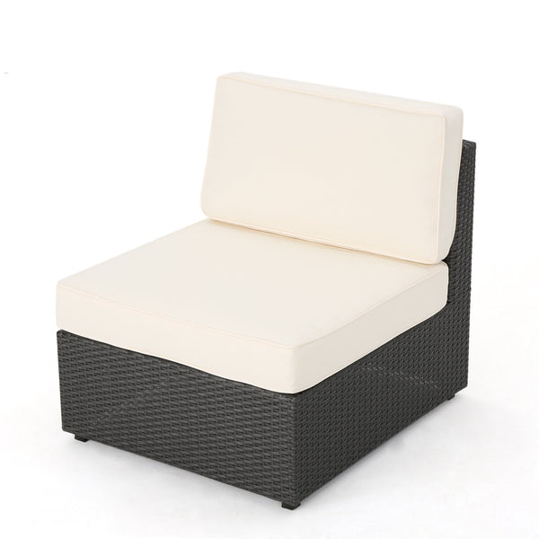 English Elm Santa Cruz Outdoor Wicker Sectional Armless Chair Set with Plush Weather Resistant Cushions Grey+White 52976.00IRNGRY