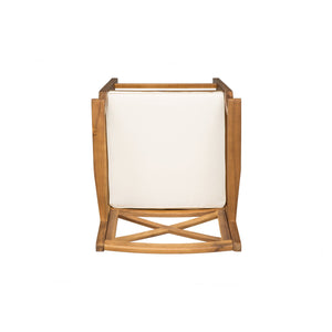 English Elm Christopher Knight Home® - PERLA Acacia Wood Outdoor Barstool Set of 2 with Water-Resistant Cushions, Cross-Back Farmhouse Charm Brown 63748.00CRM