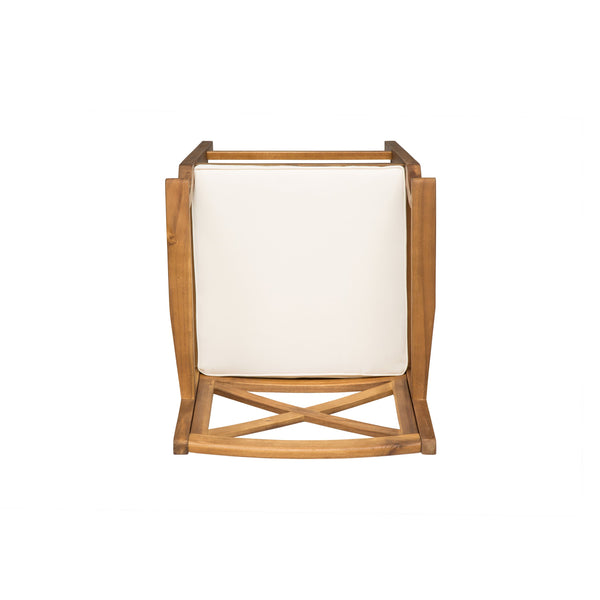 English Elm Christopher Knight Home® - PERLA Acacia Wood Outdoor Barstool Set of 2 with Water-Resistant Cushions, Cross-Back Farmhouse Charm Brown 63748.00CRM