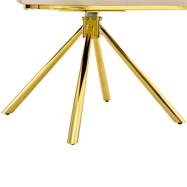 English Elm Set of 2 Sculptural Bubble Back Velvet Dining Chairs with Electroplated Metal Legs Beige,Gold W1512P491562