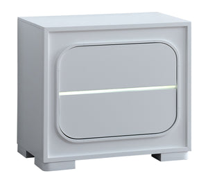 English Elm Milan Contemporary Wood Nightstand with Built in Led Lighting and Wave Sensor Control White B078P497947