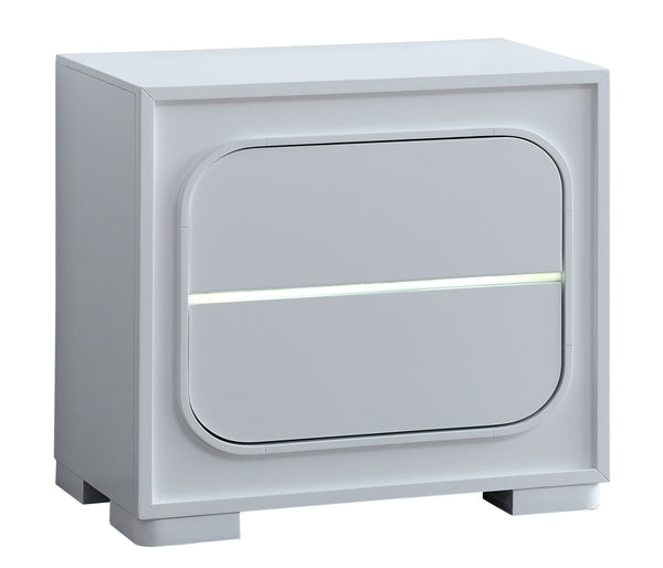 English Elm Milan Contemporary Wood Nightstand with Built in Led Lighting and Wave Sensor Control White B078P497947