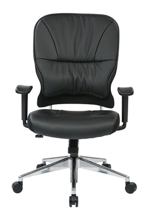 OSP Home Furnishings Black Bonded Leather Executive Chair with Lumbar Support and Ergonomic Synchro Tilt Control 32-E33P918P