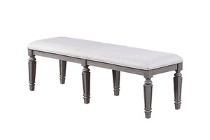 English Elm Light Grey Upholstered Dining Bench with Foam Cushion Rubberwood Frame Seats Two B011P287309