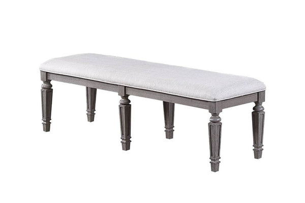 English Elm Light Grey Upholstered Dining Bench with Foam Cushion Rubberwood Frame Seats Two B011P287309