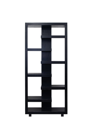 English Elm Laurel Canyon 80" Bookcase — Oak solids & veneers, six alternating shelves, rustic-modern display piece ready Black B108P292284