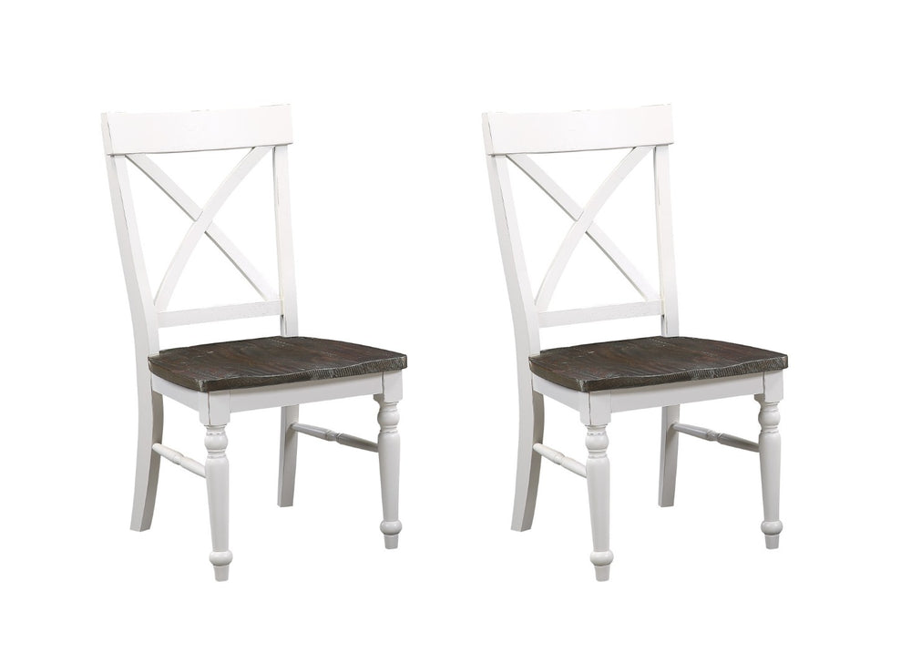 English Elm Wallace & Bay - Brown Rustic Dining Chairs Set Of 2 - Timeless Solid Wood Design In Dark Mocha & Antique White Finish B2709P212383-GIGA