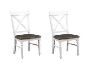 English Elm Wallace & Bay - Brown Rustic Dining Chairs Set Of 2 - Timeless Solid Wood Design In Dark Mocha & Antique White Finish B2709P212383-GIGA