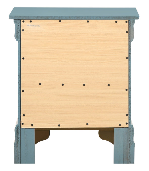 English Elm Compact Teal Nightstand with Two Drawers, 24"H x 21"W x 16"D, No Assembly, Bright Teal Accent Piece B078107857