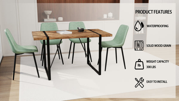 English Elm 55" Rustic Mdf Dining Table & 4 Suede Chairs Set - Modern Industrial Kitchen Furniture For Home W2189S00619