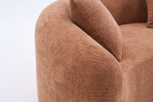 English Elm LY-042 Zen-Inspired S-Curved Dual-Depth Loveseat with Chenille Upholstery, Ready-to-Use Comfort Coral W2231P329722