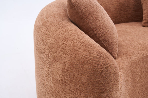 English Elm LY-042 Zen-Inspired S-Curved Dual-Depth Loveseat with Chenille Upholstery, Ready-to-Use Comfort Coral W2231P329722