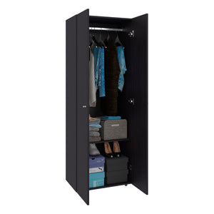 English Elm Home 2 Doors Closet System Armoire with Hanging Rod & Shelf, Compact Modern Bedroom Storage Black B070P351129