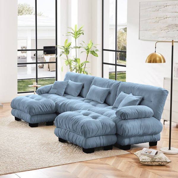 English Elm Luxury Modular Sectional Sofa - Oversized U-Shaped Cloud Couch With Ottomans For Stylish Living Rooms W714S01084