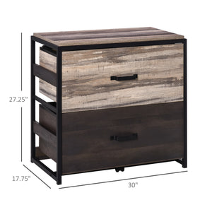 English Elm Vinsetto Industrial Lateral File Cabinet Steel Frame Two Drawer Home Office Storage W2225P217761