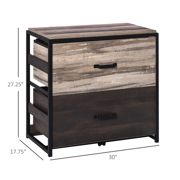 English Elm Vinsetto Industrial Lateral File Cabinet Steel Frame Two Drawer Home Office Storage W2225P217761
