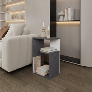 English Elm Side Table Sallis Engineered Wood Onyx/White - Lightweight, Space-Saving Open Shelf Accent Table for Living Room B092P286121