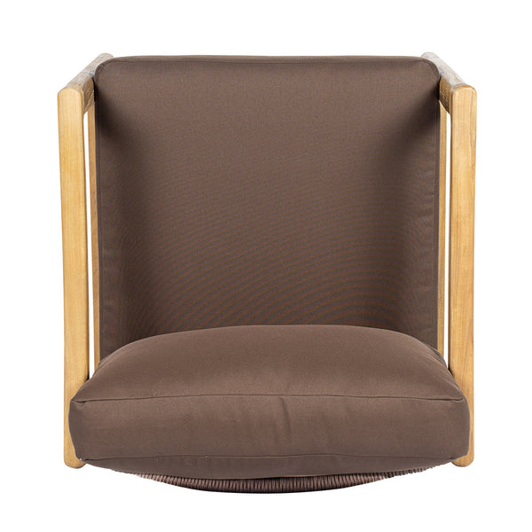 English Elm Outdoor Acacia Wood Club Chair Rope Woven Back Teak Finish Patio Seating N768P383070B