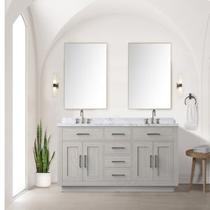 English Elm White Oak Double Bath Vanity - Stylish 60" Freestanding Unit With Ample Storage & Soft-Close Features B2731P257755-GIGA