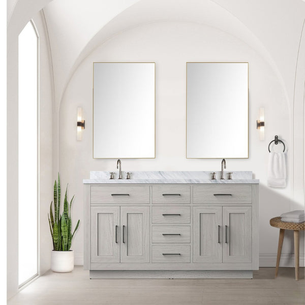 English Elm White Oak Double Bath Vanity - Stylish 60" Freestanding Unit With Ample Storage & Soft-Close Features B2731P257755-GIGA