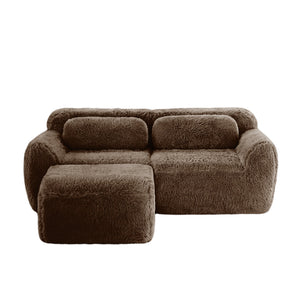 English Elm L-shaped Plush Sectional Sofa Boneless Cloud Comfort Floor Lounge with Chaise for Bedroom Chocolate W714S01538