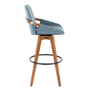 English Elm Dining/accent Chair Solid Wood Tapered Legs Cream Upholstery Mid-century Modern Seating Blue B202P471198