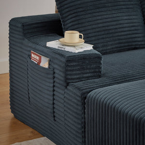 English Elm U-shaped Cloud Sectional with Corduroy Upholstery Deep Seat Modular Sleeper Sofa W2339S00102