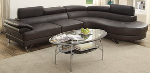 English Elm Luxurious Modern 2-Piece Sectional Sofa Set with Adjustable Flip-Up Headrests, Espresso or Grey Bonded Leather B011S01058