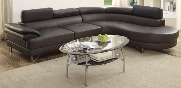 English Elm Luxurious Modern 2-Piece Sectional Sofa Set with Adjustable Flip-Up Headrests, Espresso or Grey Bonded Leather B011S01058