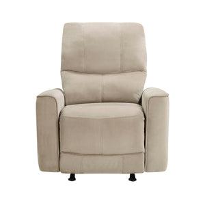 English Elm Modern Power Rocker Recliner in Light Brown Velvet — Button Recline, Gentle Rock, Solid Wood Frame B011P264607