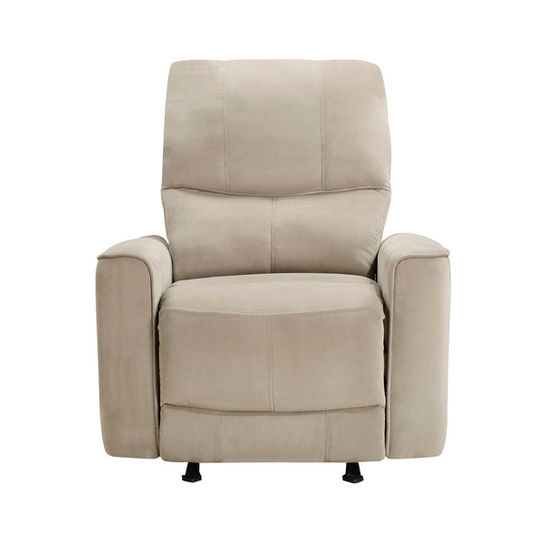 English Elm Modern Power Rocker Recliner in Light Brown Velvet — Button Recline, Gentle Rock, Solid Wood Frame B011P264607
