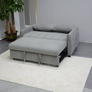 English Elm Convertible Velvet Sleeper Sofa Bed Loveseat with USB Charging, Pull-Out Bed, Storage Pockets, Gray W1183S00022