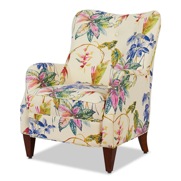 English Elm Jennifer Taylor Home - Paradise Upholstered Arm Chair - Elegant Off-White Floral Cotton Accent For Living Rooms & Bedrooms B2719P238243