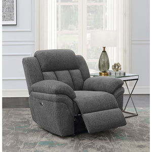 English Elm Pannen Charcoal Upholstered Power Glider Recliner with Pocket Coil Support, Space-Saving Design and Smooth Electric Recline B062P328626