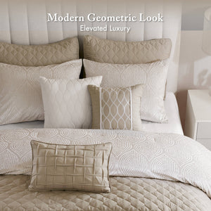 English Elm 10-piece California King Velvet Jacquard Comforter Set Layered Bedding with Microfiber Shams Champagne B035P482942